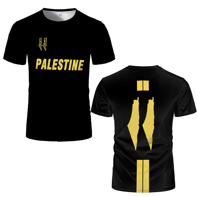 أزياء فلسطين العلم كرة القدم جيرسي الصيف الاتجاه طاقم الرقبة 3D الشعار الوطني المطبوعة الرياضة تي شيرت عارضة Uniex فضفاض تيز