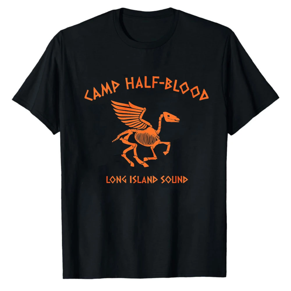 Camp Half‑Blood Long Island Sound Skeleton Pegasus Graphic T‑Shirt Casual Cotton Percy Jackson Greek Mythology Streetwear Tops