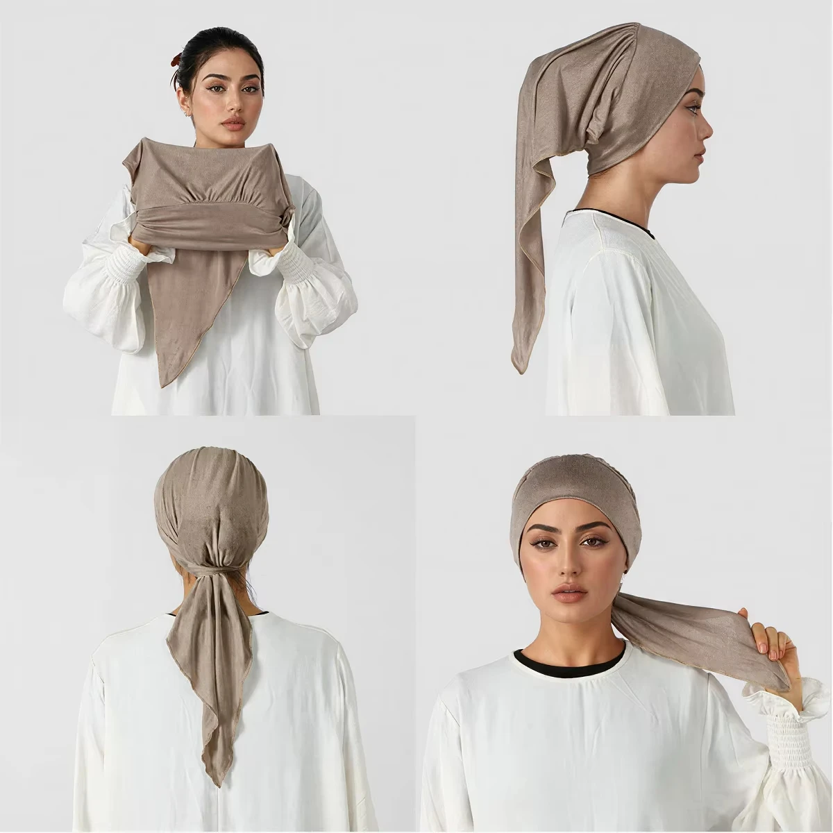 Solid Color Jersey Muslim Hijab Instant Headscarf For Women Wrinkled Head Wraps Ramadan Elasticity Soft Turban Eid al-Fitr