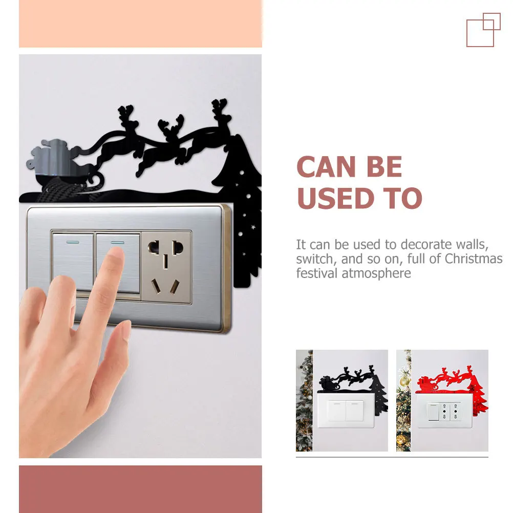 

4Pcs Christmas Santa Elk Wall Stickers Acrylic Xmas Light Switch Decals Home Decor Party Decoration Christmas Light Sticker
