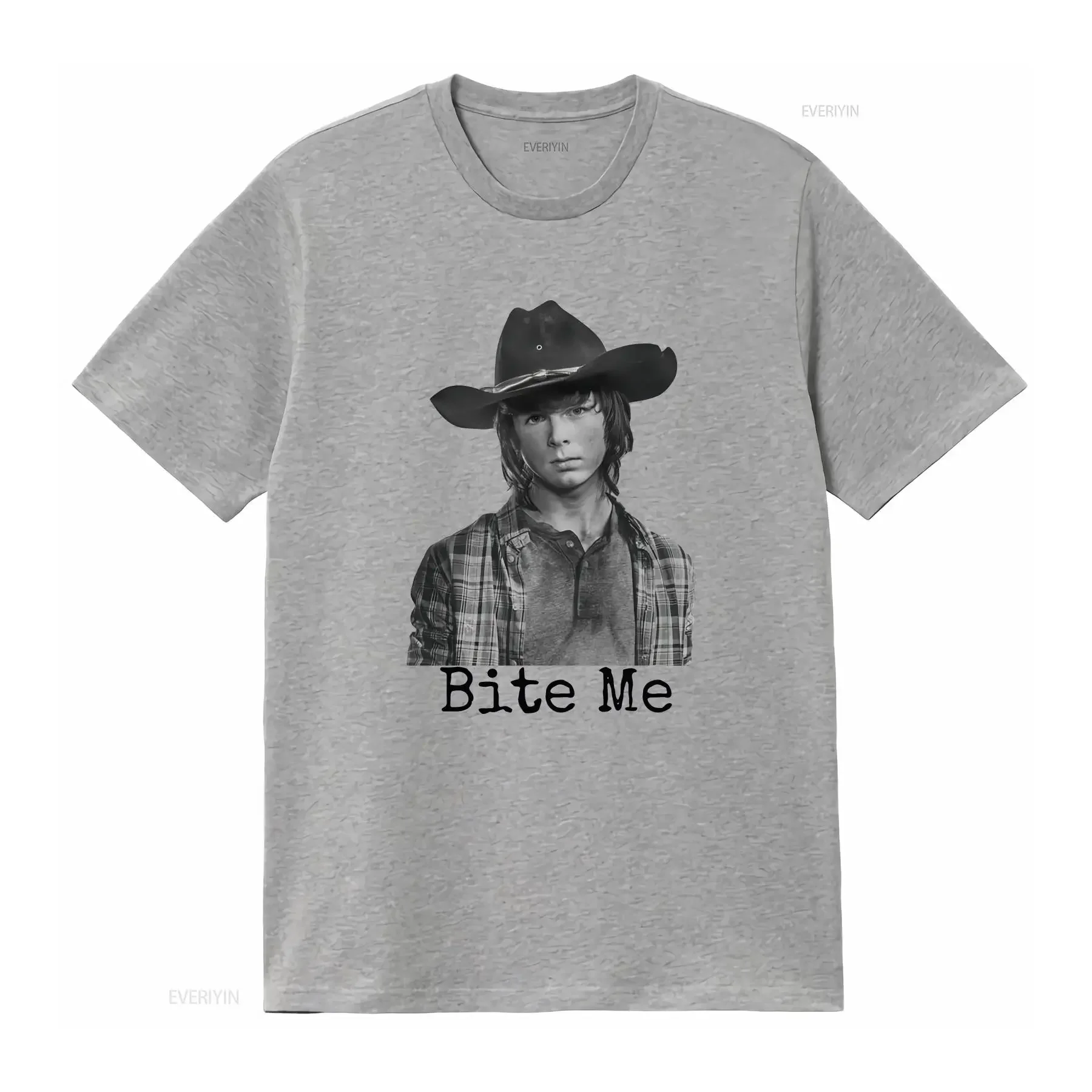تي شيرت Carl Grimes Bite Me Walking Dead تي شيرت Twd Chandler Riggs تي شيرت جديد بأكمام طويلة أو قصيرة ملابس غير رسمية مغسولة عتيقة