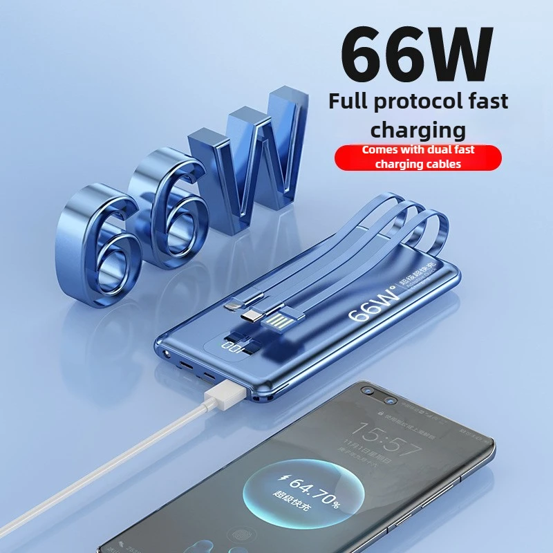 10000mAh 66W Carregador de bateria portátil de carregamento super rápido com display digital para iPhone para Xiaomi para Huawei para Samsung
