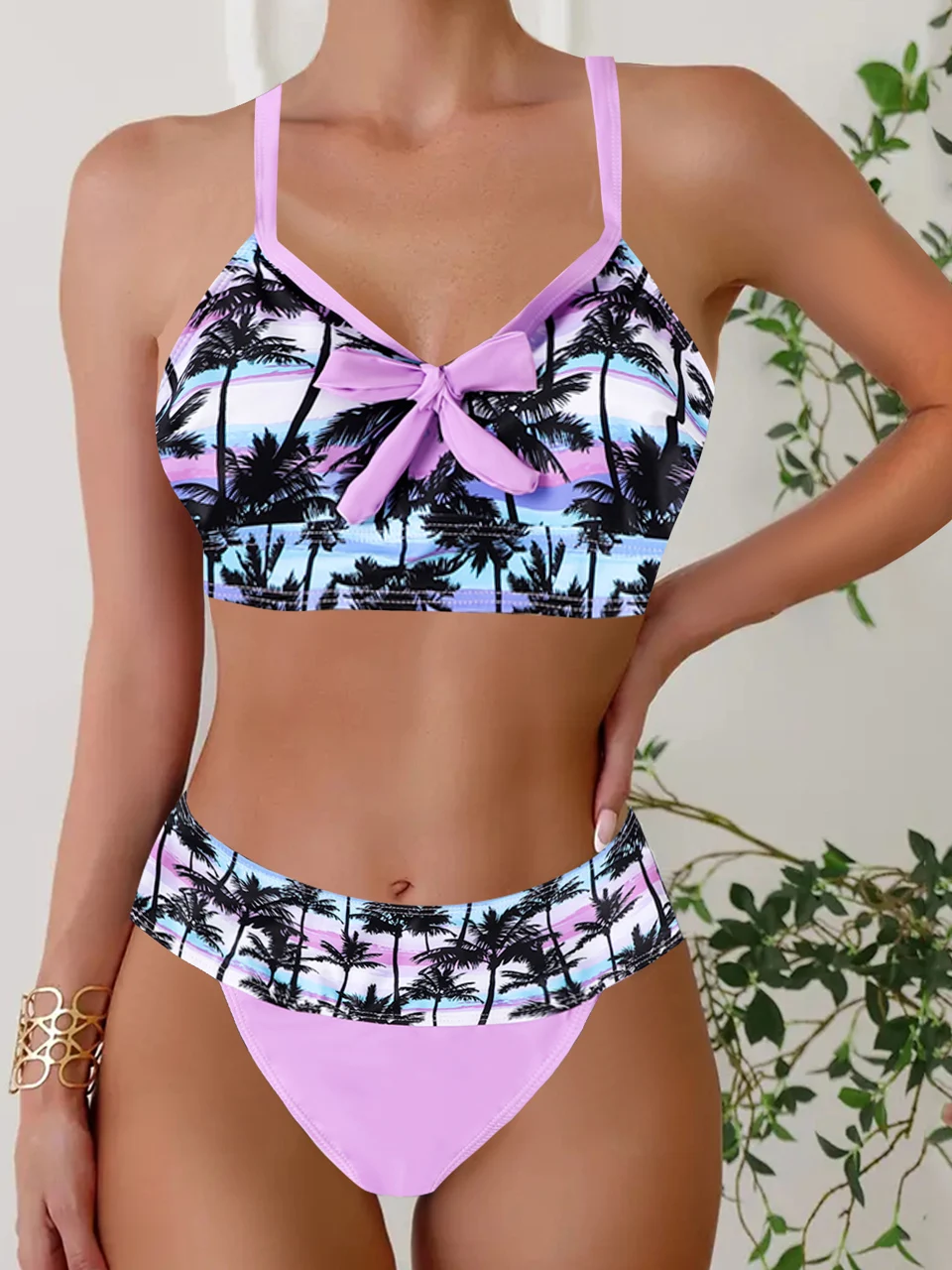 

2025 Print Bikini Set Strappy Swimsuit Women Sexy Swimwear Female Bathers Bathing Swimming Swim Suit Beachwear Summer