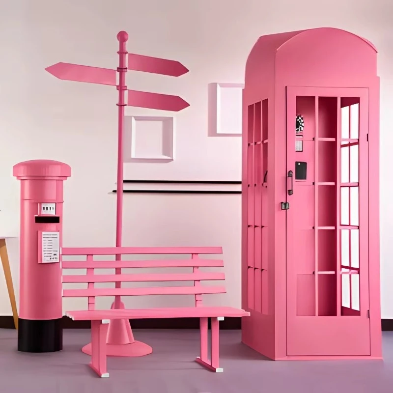 Decorative Bar Photo Area Large Iron Sunscreen Mobile Phone Booth Set