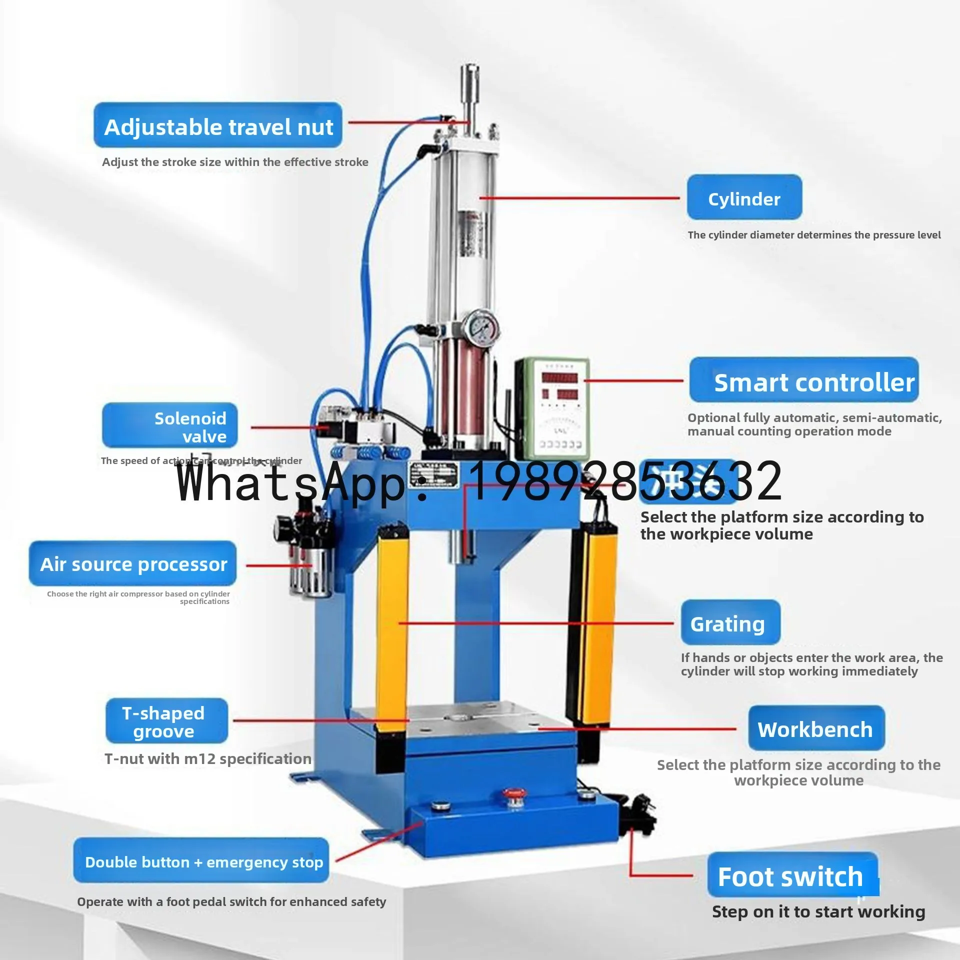 

V5.11 electric pneumatic punching machine, small desktop press, cylinder riveting machine, plaster machine