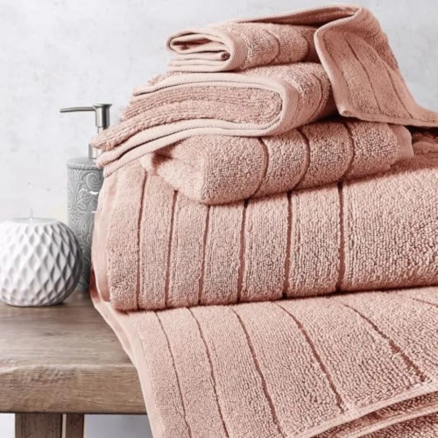 

6-Piece Reverie Towel Set 2 Bath Towels 2 Hand Towels 2 Wash Cloths 100% Cotton