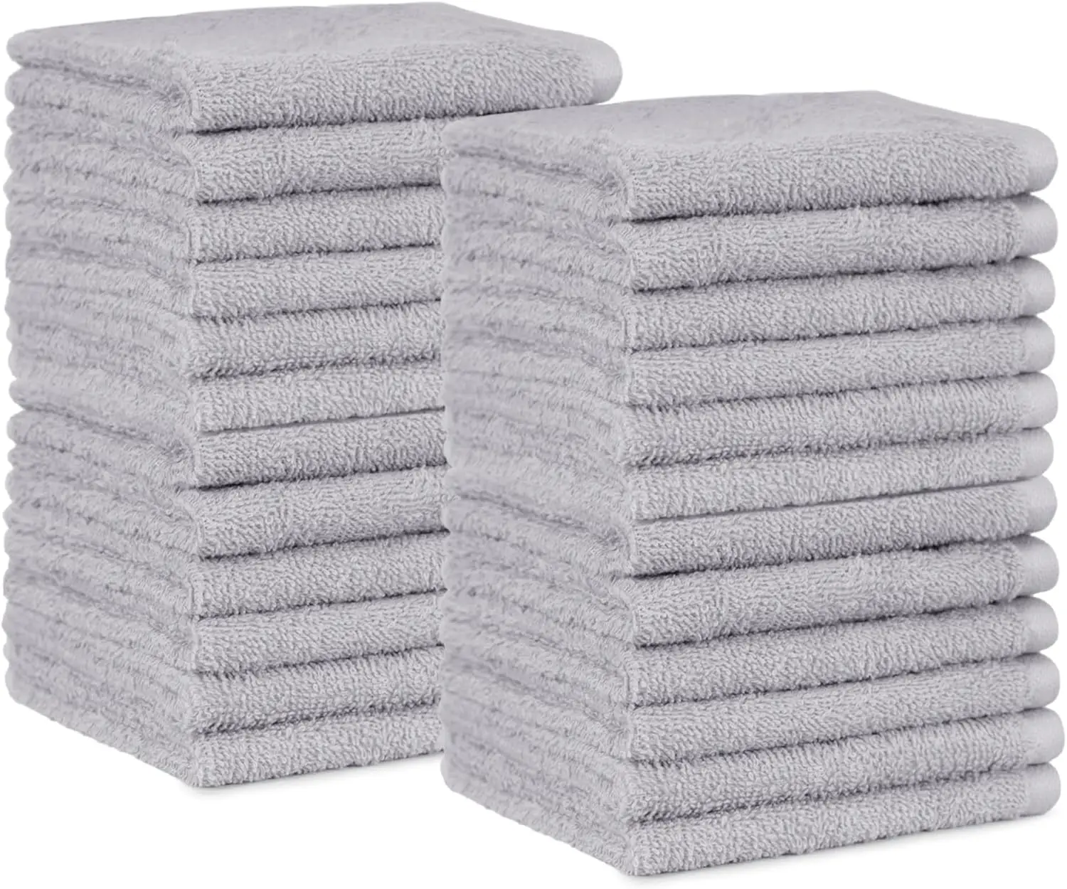 

Basics Highly Absorbent Fast Drying 100% Cotton Washcloths for Bathroom and Face, Machine Washable, 12 x 12 in, Gray, 24-Pack