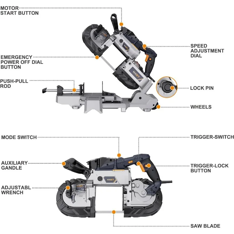 Saw with Lightweight Aluminum Base 10 Amp 5 Inch Deep Cut Variable Speed Handheld Automatic Multipurpose Cut with Carrying