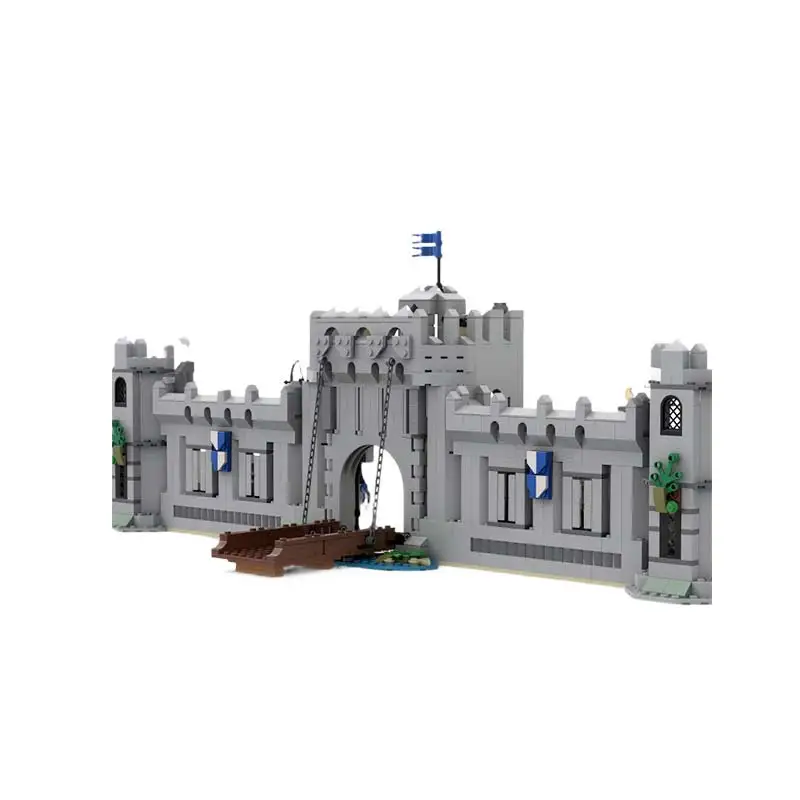 MOC edificios famosos jinete Medieval fortaleza de acero arquitectura de pared de ciudad Modular modelo de bloques de construcción juguetes para niños ladrillos Gif