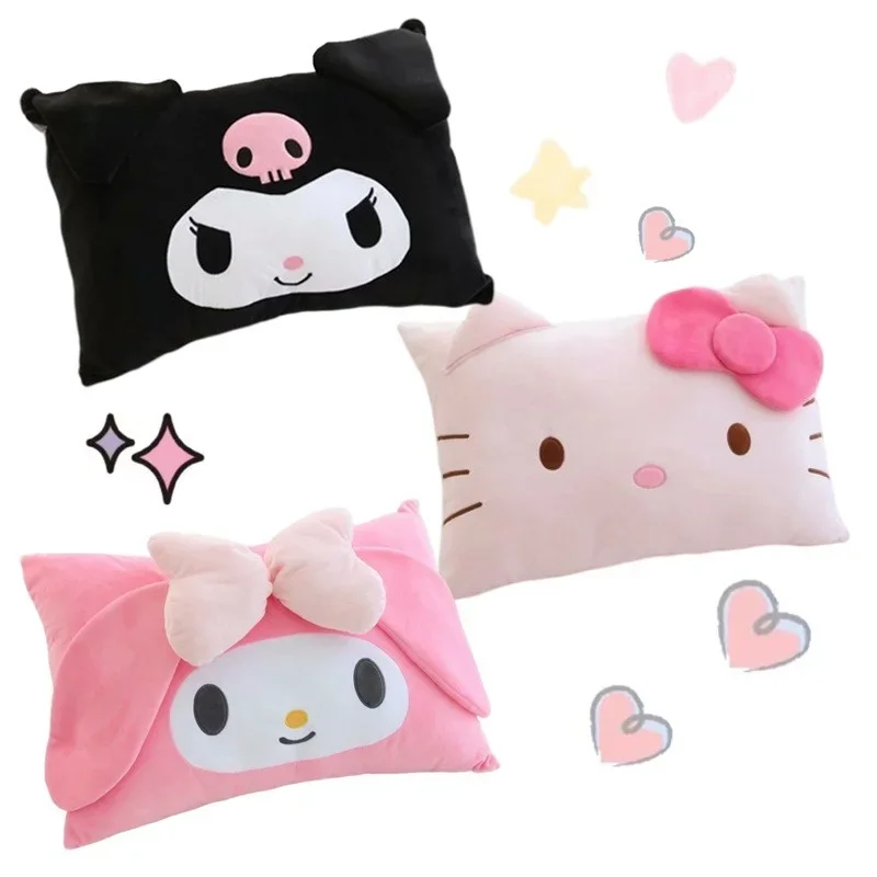 Cartoon Animals Kuromi My Melody Kt cat Plush Pillow Cover Kawaii Cute soft Anime Plushie Detachable Pillowcase 40cm*60cm