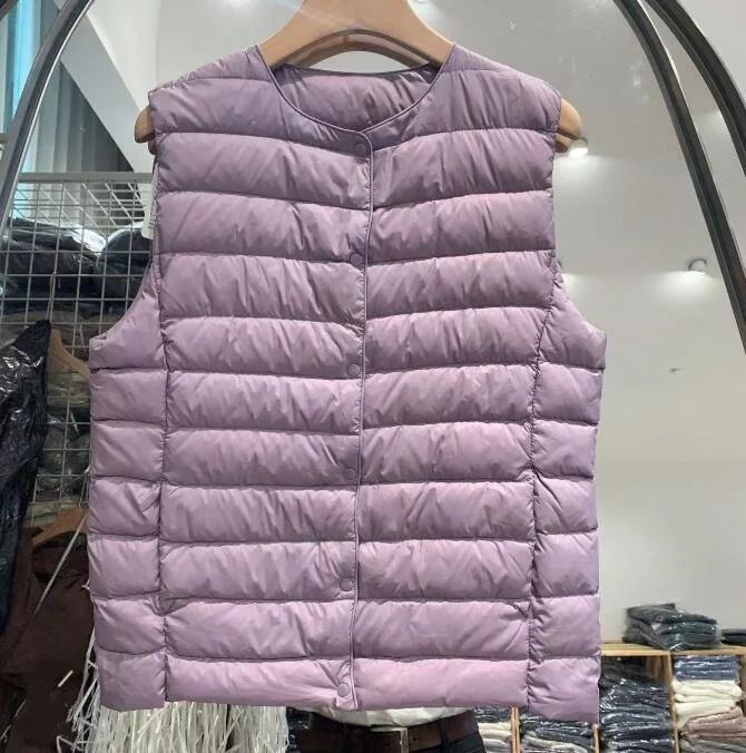 

New Women Sleeveless Jacket Spring Autumn Winter Female White Duck Down Ultra Lightweight Packable Warm Down Liner Vest