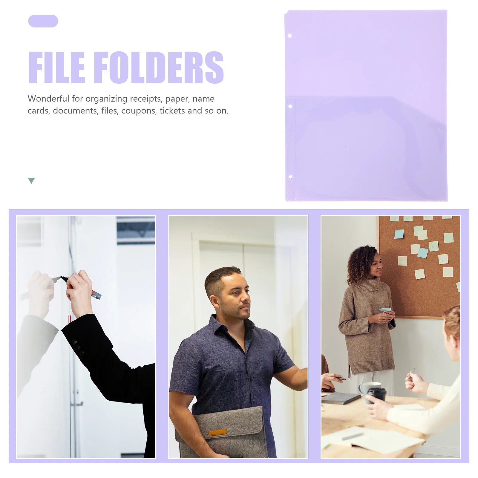 

8Pcs A4 Plastic Document Folders Binder Pockets Transparent Organizers for Photo Schedule Notes School Office Use