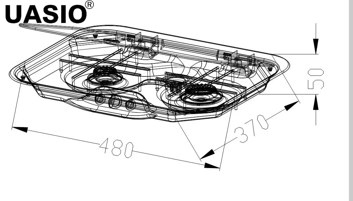 Watches Cookers Couvercle pliant 2 brûleurs Cuisinière à gaz Plaque de cuisson avec couvercle en verre 480*370*50mm 2*1.35KW Bateau GR-587 Caravane Watses Camper Rv Accessoires