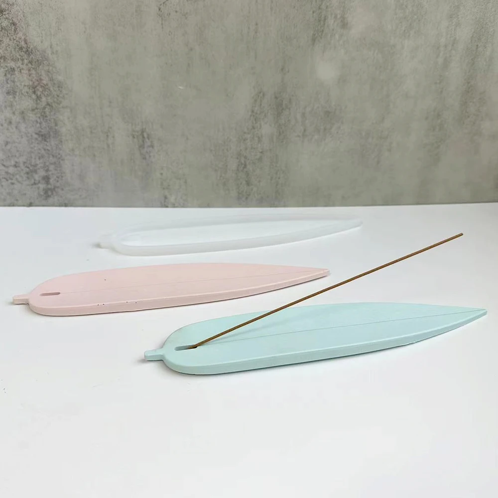 Leaf Incense Sticks Base Silicone Mold DIY Handmade Yoga Epoxy Resin Plaster Incense Holder Tray Craft Molds Home Decor Supplies