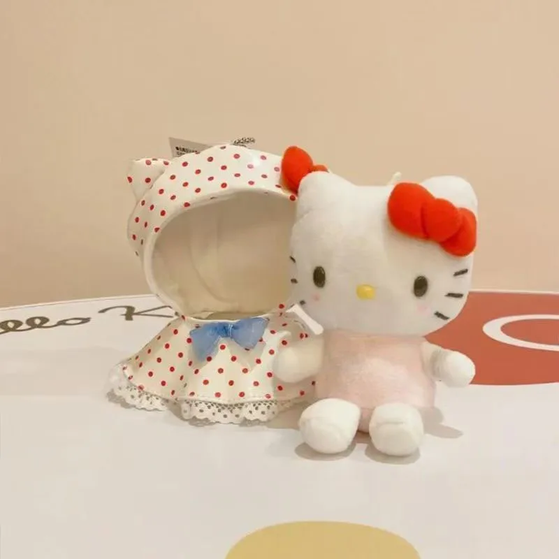 

Милый плюшевый брелок Hello Kitty в красно-белом плаще в горошек, мягкая игрушка-кошка КТ, модный кулон для сумки, идеальный подарок для фанатов