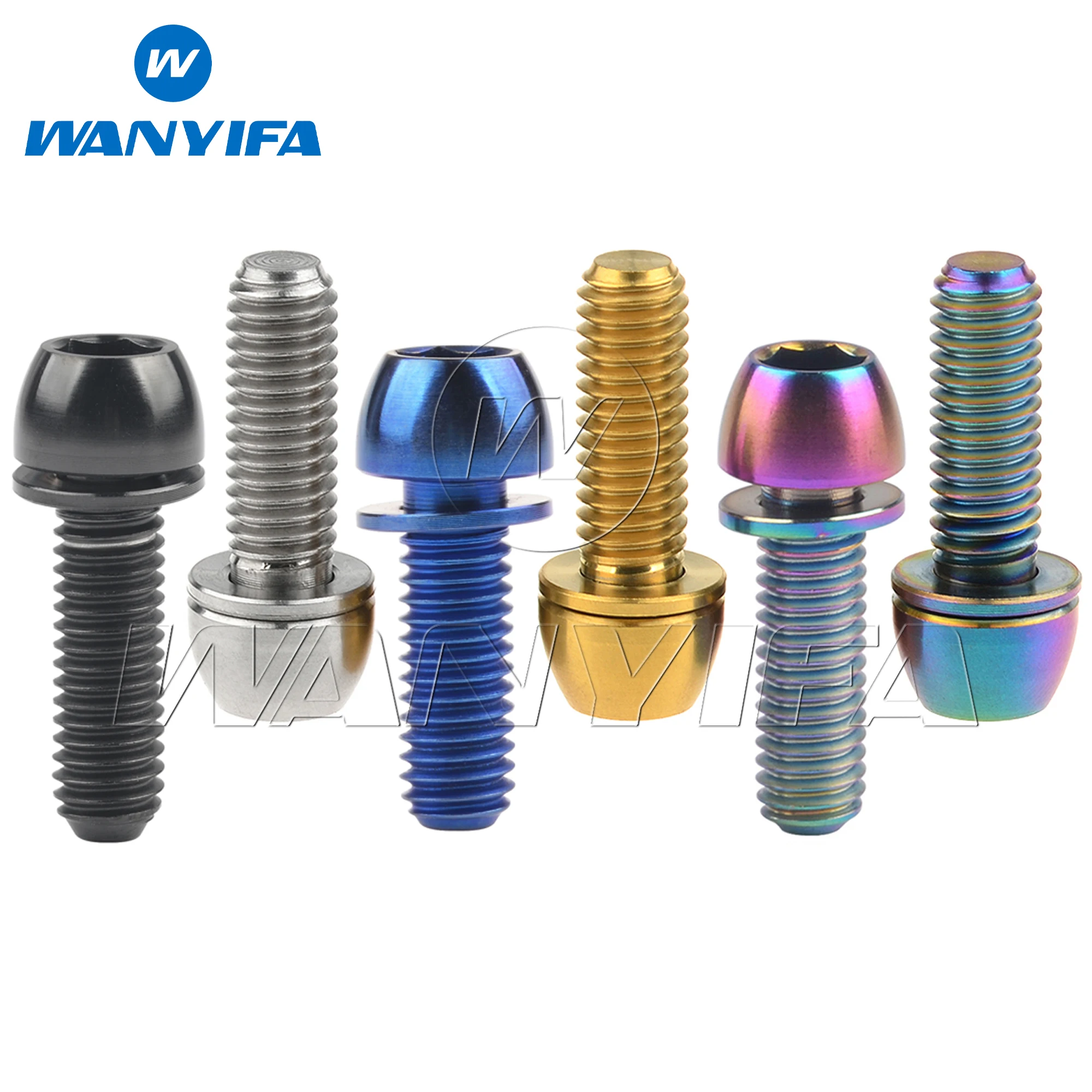 Wanyifa Titanium Bolt M6x18 20mm Flat Button Hex Head with No-shedding Washer Scerw for Bicycle Brake Fixing Ti GR5 Fateners