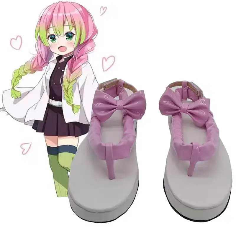 Chaussures de Cosplay Anime Demon Kanroji Mitsuri, sandales roses Slayer Kimetsu No Yaiba, chaussures à semelles en mousse Kanroji Mitsuri