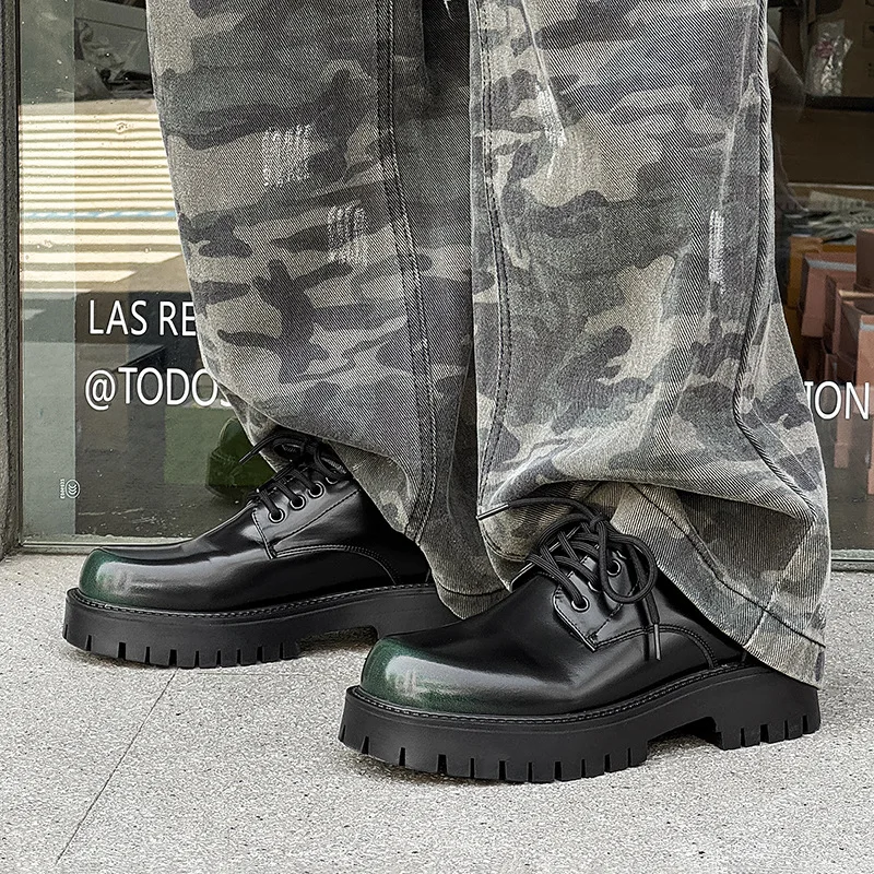 

Мужские повседневные туфли-оксфорды из натуральной кожи в стиле панк-рок большого размера, крутые дизайнерские кроссовки на платформе, джентльменская обувь