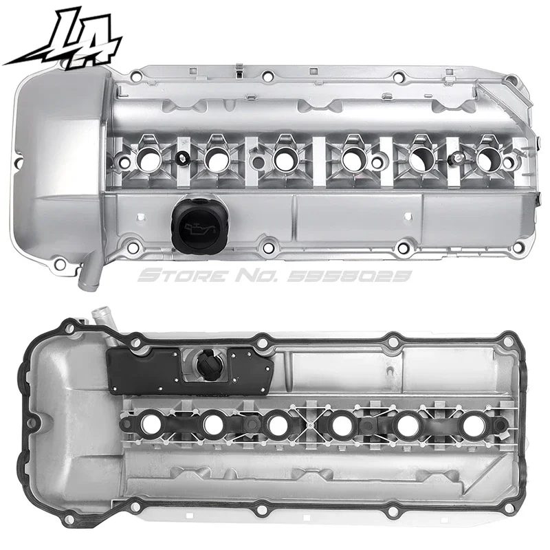 11127512839 11 12 7 512 839 Aluminum Engine Valve Cover W/Gasket &Bolts &Cap For 03-06 BMW M54 E46 325i 330i 525i 325ci X3 X5 Z4