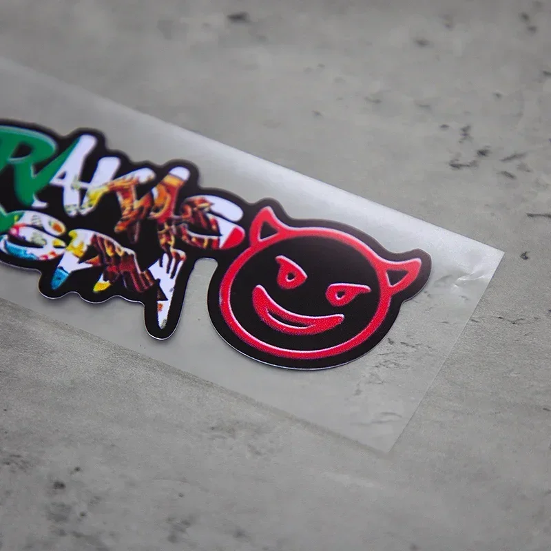 قطعة واحدة من ملصق Airgy Graffiti Auto Moto، ملصق تصميم Devil Emoji لدراجة نارية السيارة، ملحق التخصيص الخارجي