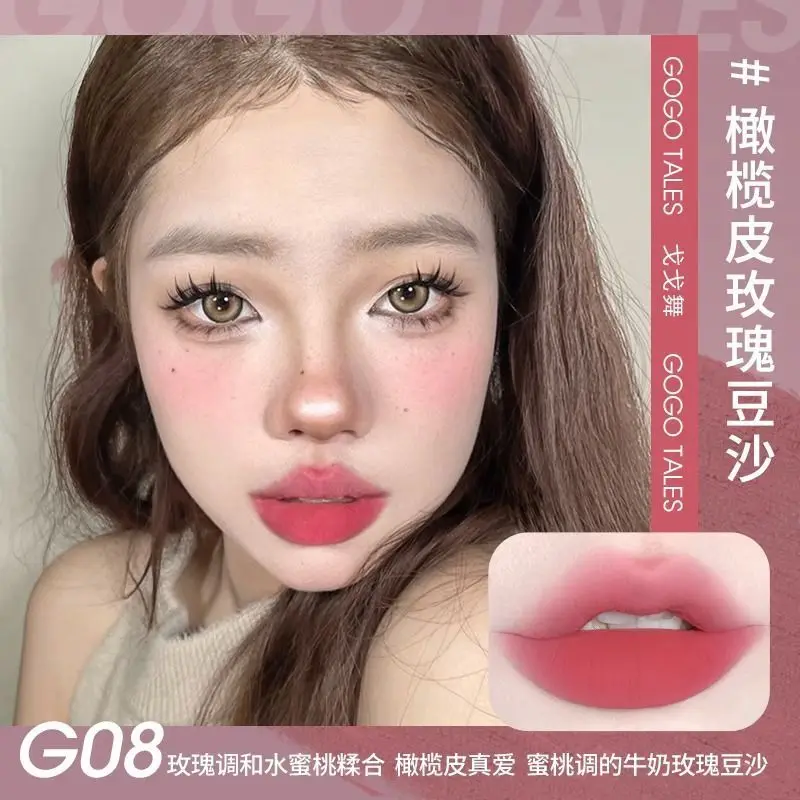 Gogo-長持ちするリキッドリップスティック,肌色,ヌード,焦げ付き防止,自然な色,美容メイク,秋冬