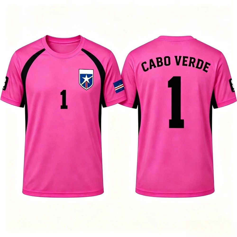 Cabo Verde  No.1 Short Sleeve Soccer Shirt Breathable Polyester Training Uniform With Cape Verde Flag Print For Fans