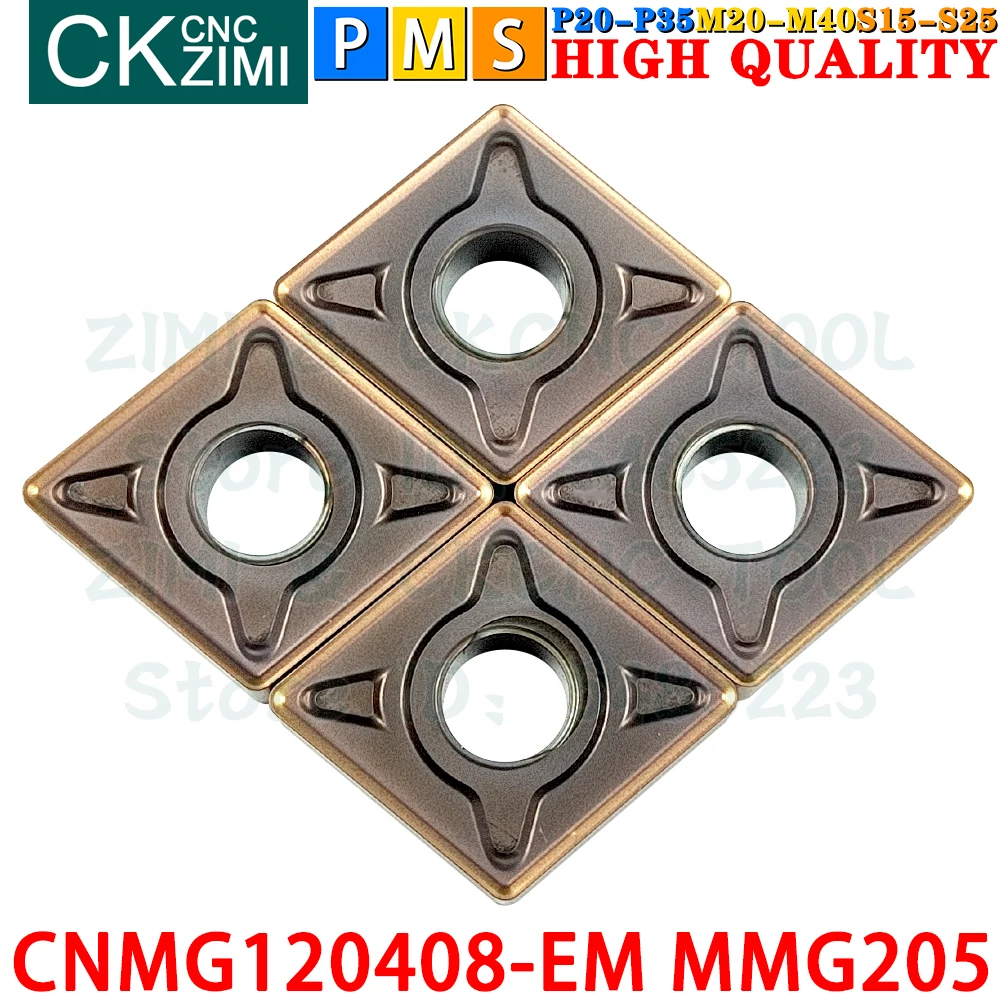 CNMG120408-EM MMG205 CNMG 120408 EM MMG205 إدراجات كربيد خارجية أدوات إدراج تحول CNMG1204 EM EF CNC مخرطة معدنية ميكانيكية أدوات قطع تحول