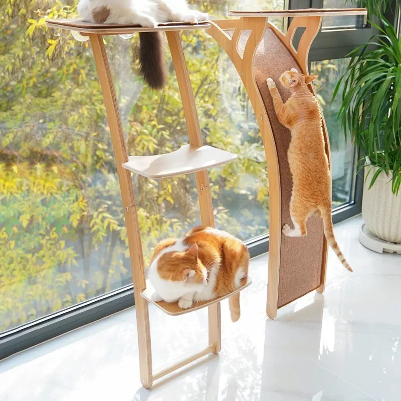 

Cat Scraper Climbing Frame Toys Large Cat Ladder Slide Scratching Board Kitty Tower Tree Jumping Platform with Sucker