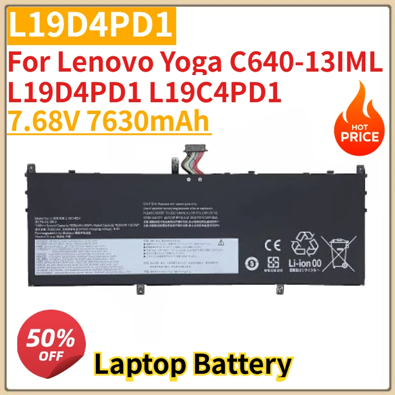 High Quality New L19D4PD1 L19C4PD1 7.68V 7630mAh Laptop Battery For Lenovo Yoga C640-13IML L19D4PD1 L19C4PD1 Replacement Battery