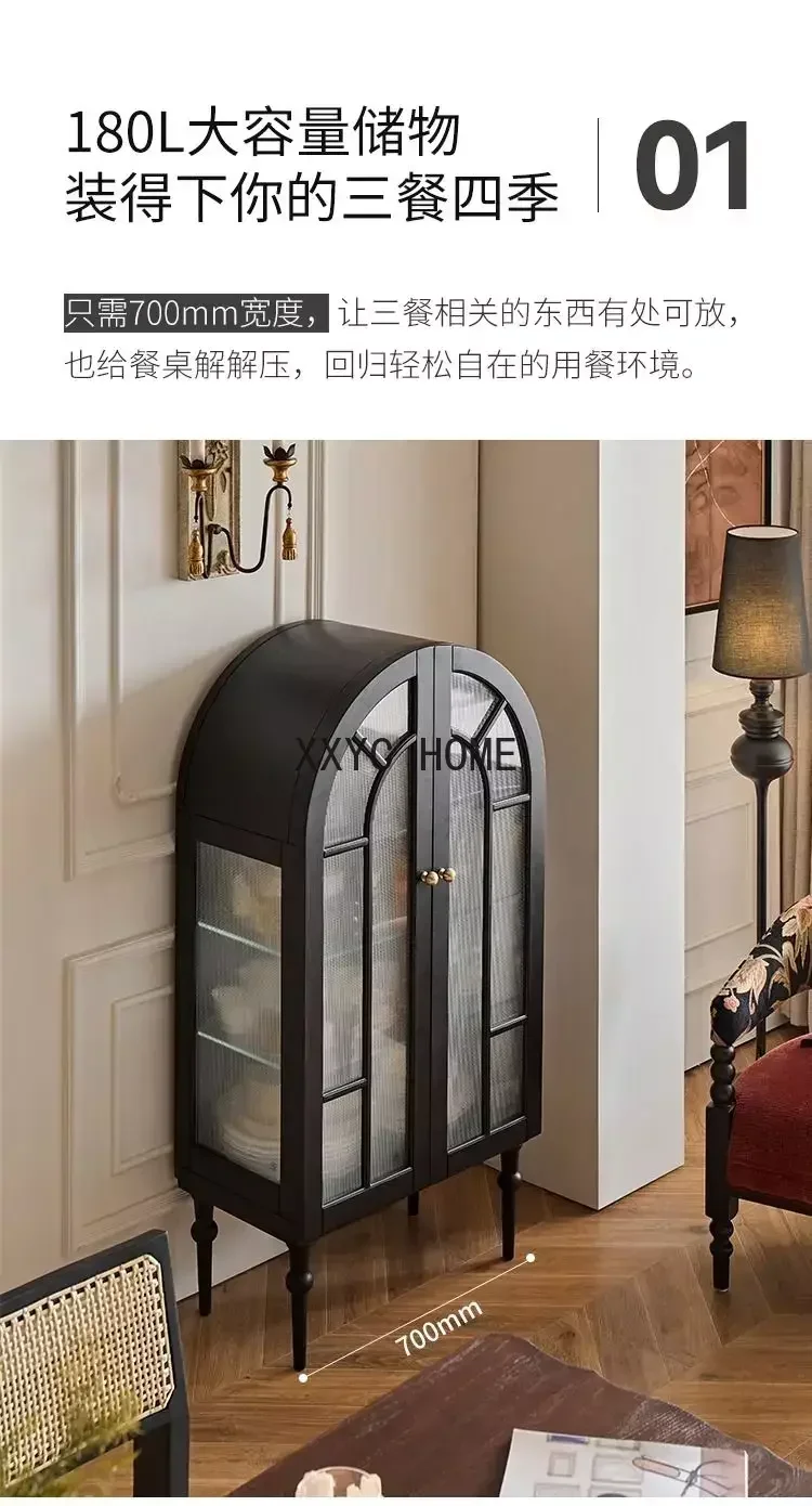 French Retro Sideboard Dining Room Storage Living Room Wall Integrated Bookcase Locker Shelf