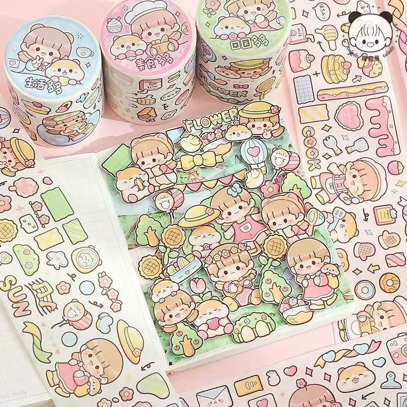 العودة إلى المدرسة Kawaii اشي أشرطة مجموعة لطيف ملصق اليابانية ورقة شريطٌ لاصق مجلة الديكور اللوازم المدرسية القرطاسية