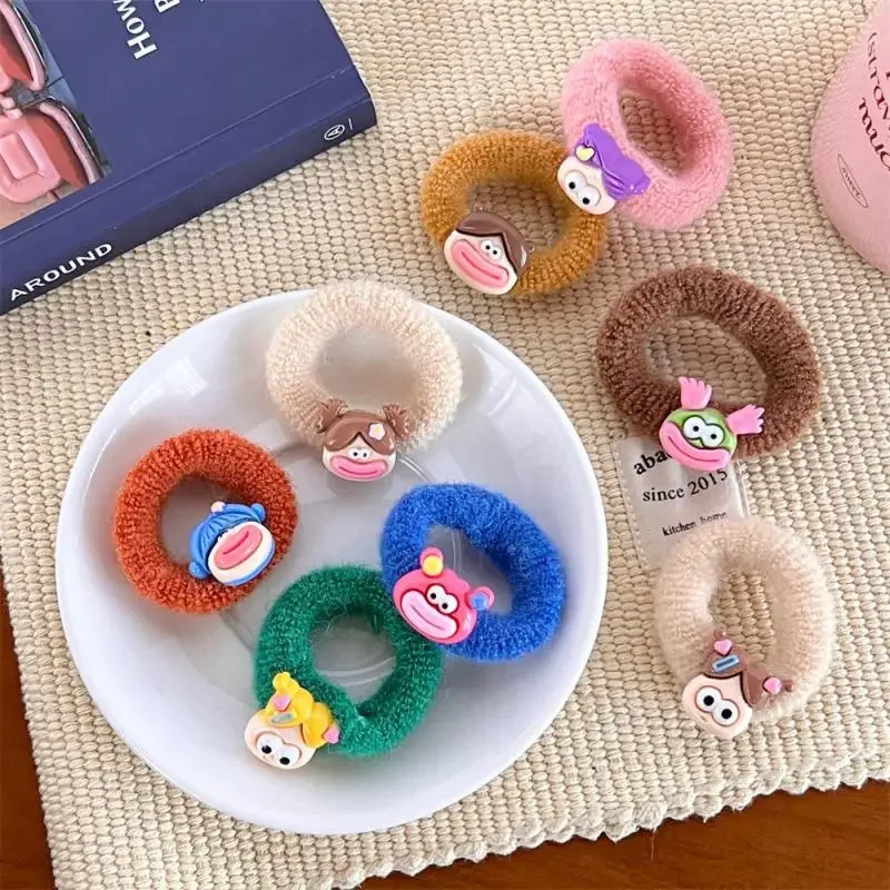 Plush Elastic Hair Bands Cute Cartoon Monster Hair Ring Rope Women Girls Ponytail Holder Elastic Hair Tie Hair Scrunchies