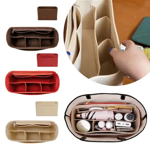 Imagen 2 del producto Organizador de bolsos multibolsillo para LV Speedy25/30/35/Gentlewoman, bolsa de almacenamiento de gran capacidad, monedero de fieltro, inserto de bolso, forro