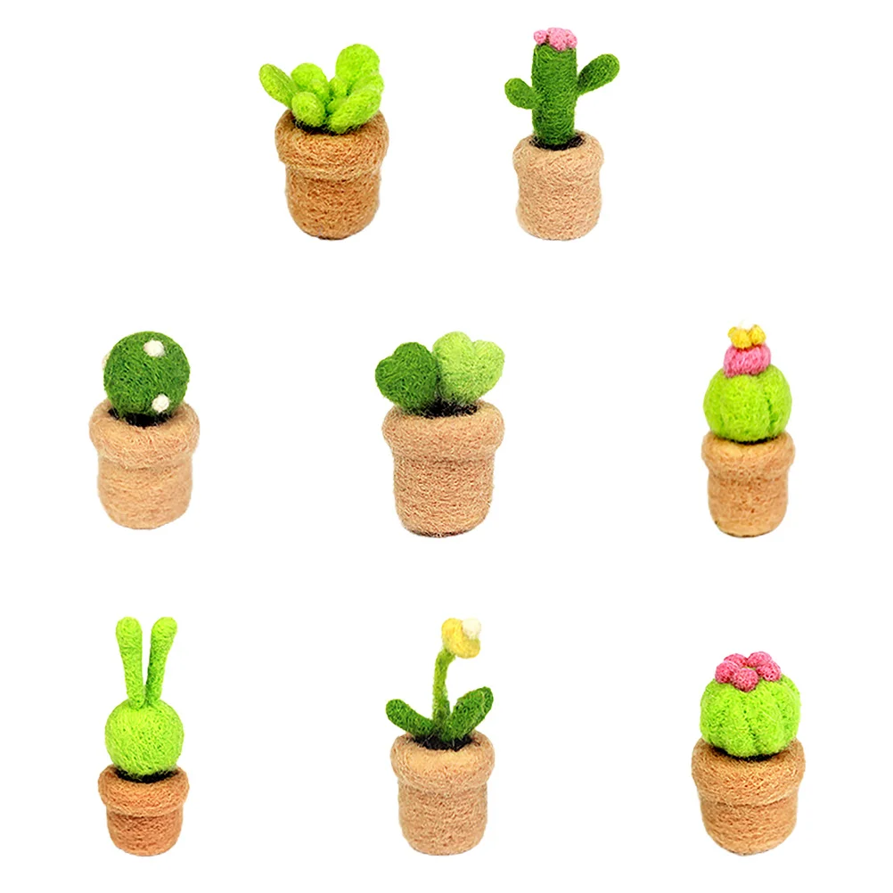 

8Pcs Needle Felt Kit Mini Cactus DIY Craft Material Set Home Ornaments Wool Felting Starter Kit Decoration Home Ornaments
