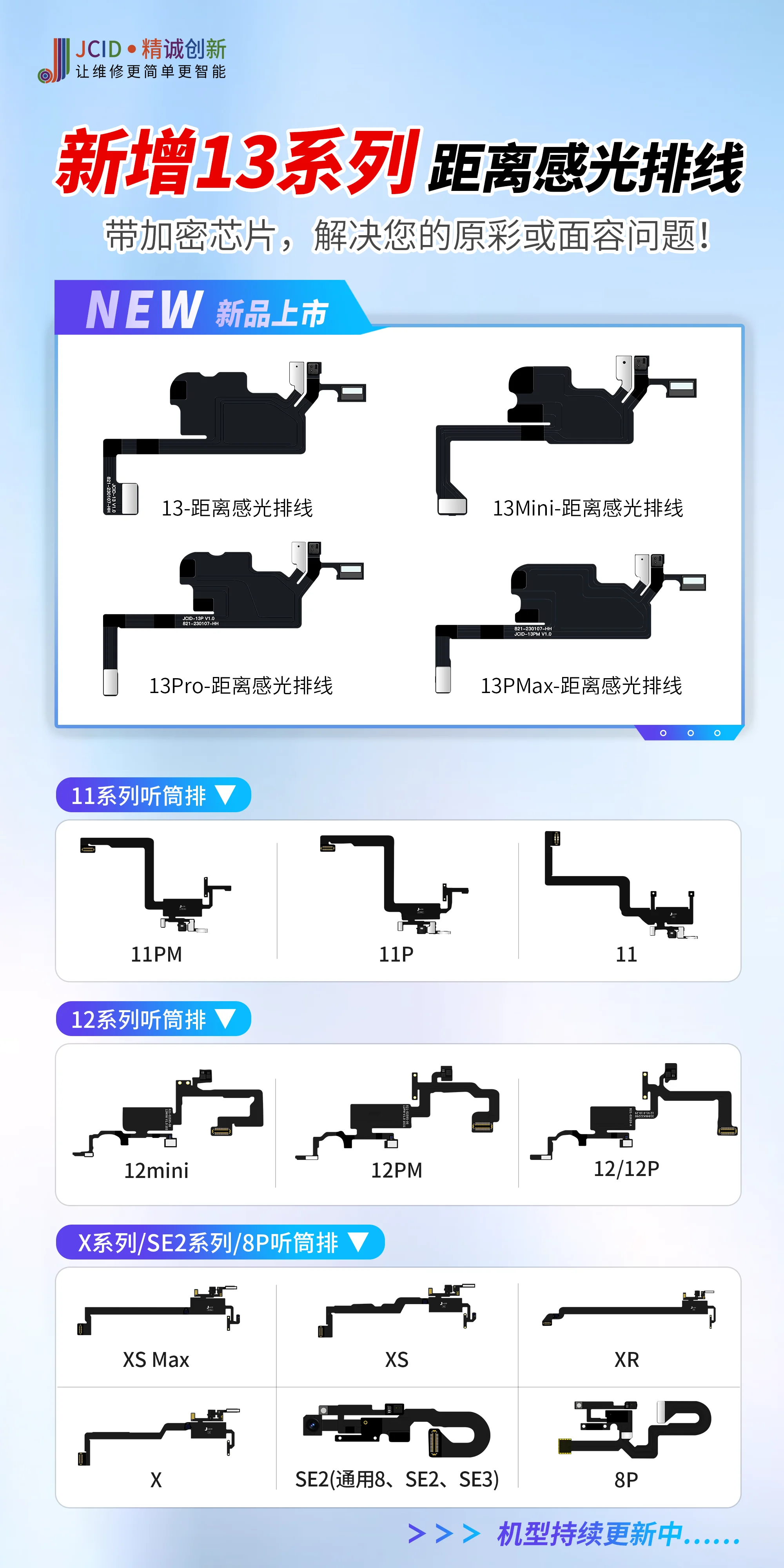 JC V1SE JCID Receiver FPC Test Board Ear Earpiece Speaker Flex Sensor Cable For IPhone X 12 11Pro 13 14 TrueTone Face ID Repair