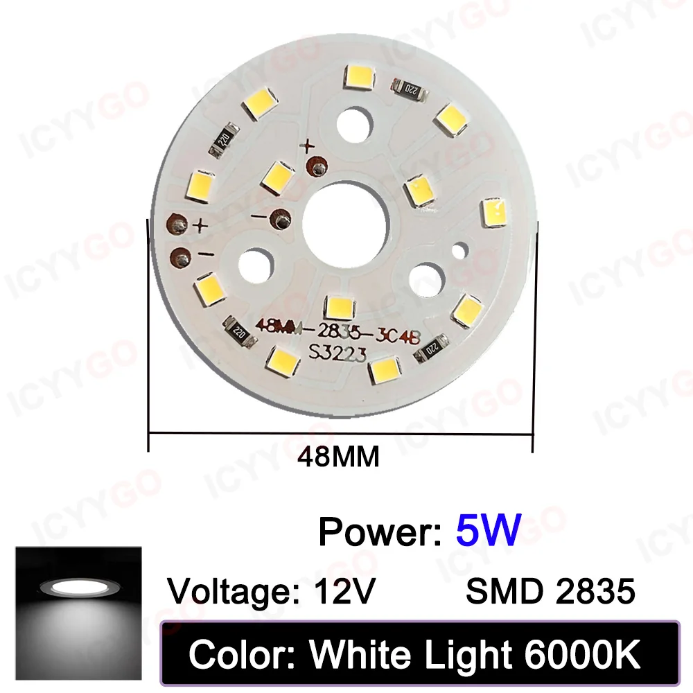 Imagem -02 - Chip de Lâmpada de Baixa Tensão 12v Painel de Lâmpada Led Painel de Lâmpada 3w 5w 7w 12v 32 mm 48 mm 65 mm dc dc Fonte de Luz Branca Luz Quente