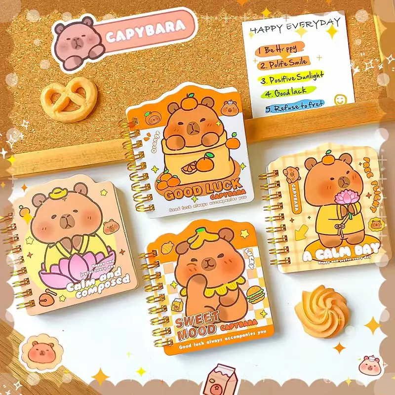 Mini bloc-notes portable Kawaii Capybara, accessoires de bureau, fournitures scolaires, petit bloc-notes, journal intime 03 Notes