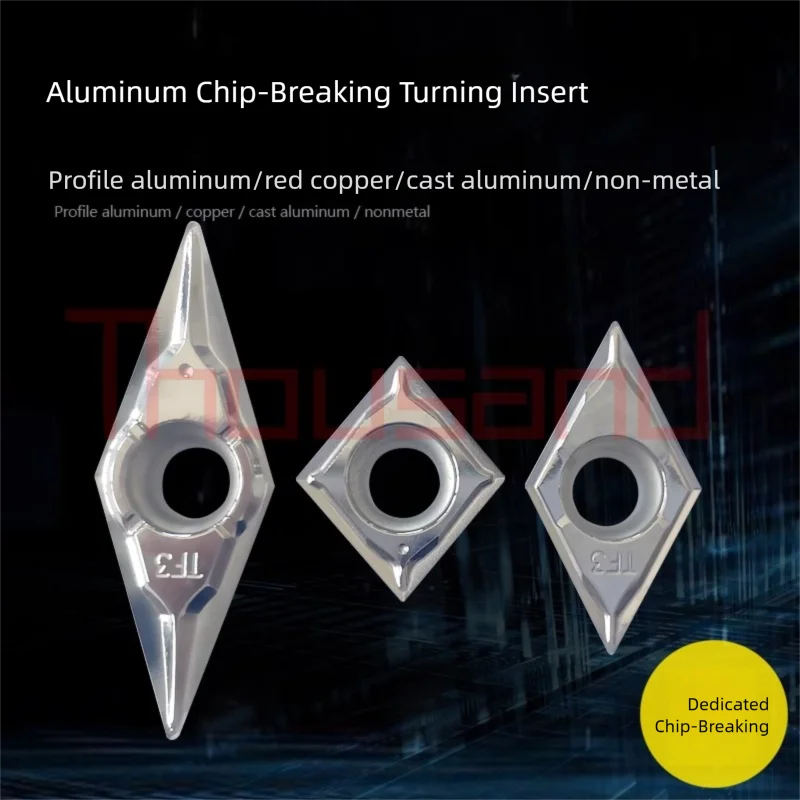 

CCGT09T304-TF3 DCGT11T304-TF3 VCGT110304 TNGG160404 WNGG080404 Aluminum-Grade Aggressive Chip-Breaking Insert CNC Turning Insert