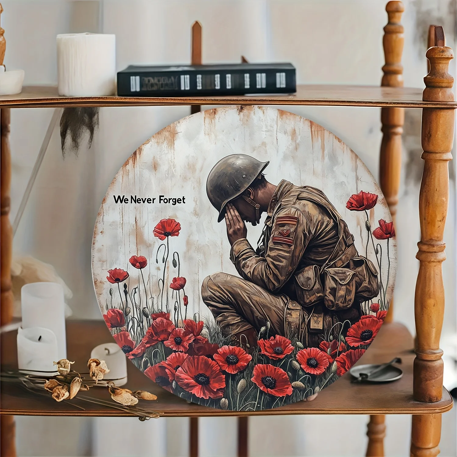 2D Flat Memorial Wall Plaque for Fallen Soldiers,Windproof Decor Sign, Indoor Outdoor Ornament for Home, Office, Bar & Cafe.