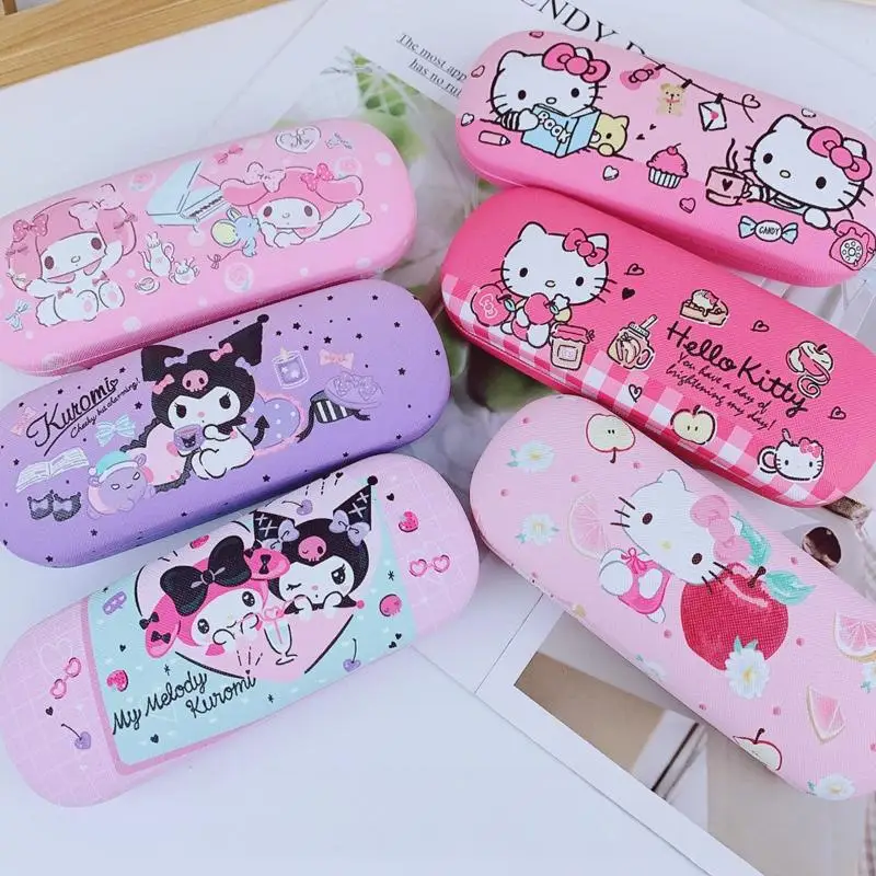 

Sanrio PU Leather Glasses Case Hello Kitty Kuromi Cinnamoroll My Melody Eyeglass Box Glasses Storage Case Students Girls Gifts