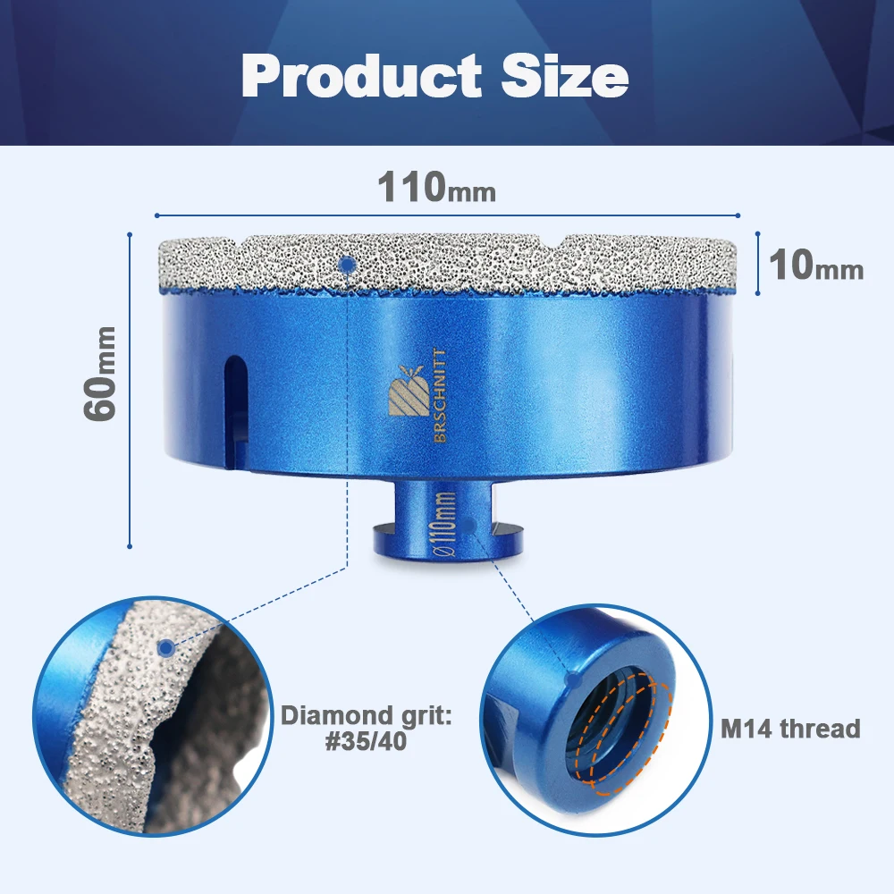 BRSCHNIT Diamond Drill Tile Drill Dia 100-150mm 1 Piece Diamond Core Drill Bit Hole Saw for Ceramic Granite Porcelain Tile