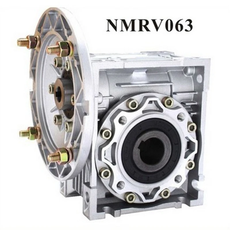 RV63 Worm Gear Reducer NMRV063 14mm 19mm 24mm Input Hole 5:1-100: 1 Gear Ratio output hole 25mm For 0.25-1.5KW Motor