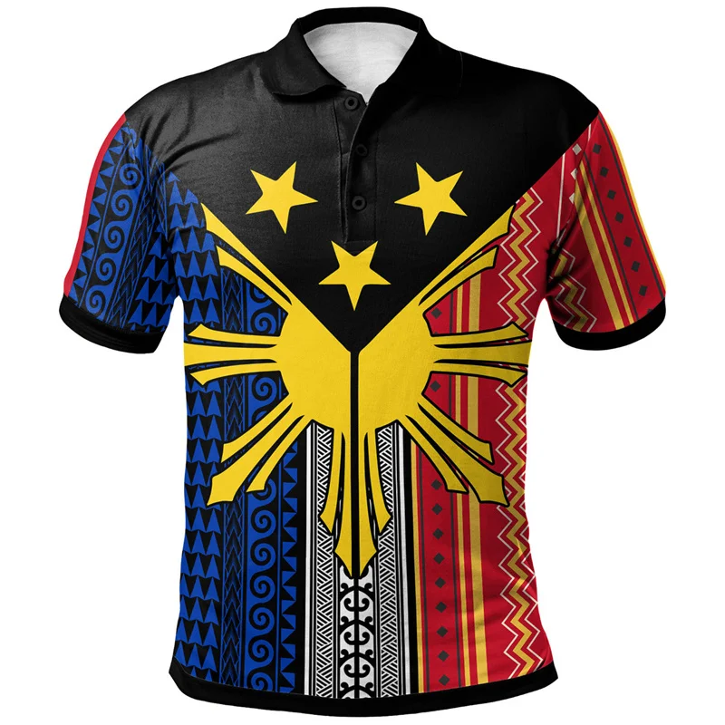 Men Fashion 3D Philippines National Flag Printed Shirts Philippines National Hero Day Graphic Polo T Shirt For Mens Clothing Top