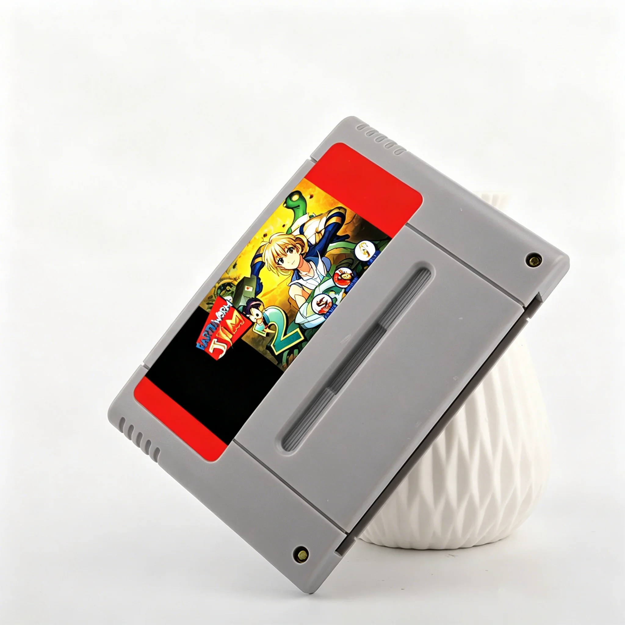 Link 12 Earthworm Jim 1 2 Full Tested Action Game Cartridge Gray Shell For SNES PAL NTSC Video Game Console