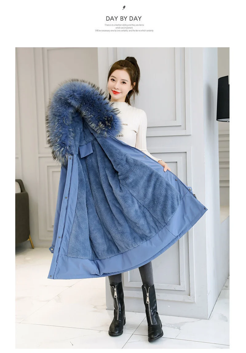 New Winter Jacket Women's Parkas Thick Warm Fur Lining Long Parka Female Hooded Padded Coat Outwear Female Windbreakers 6XL
