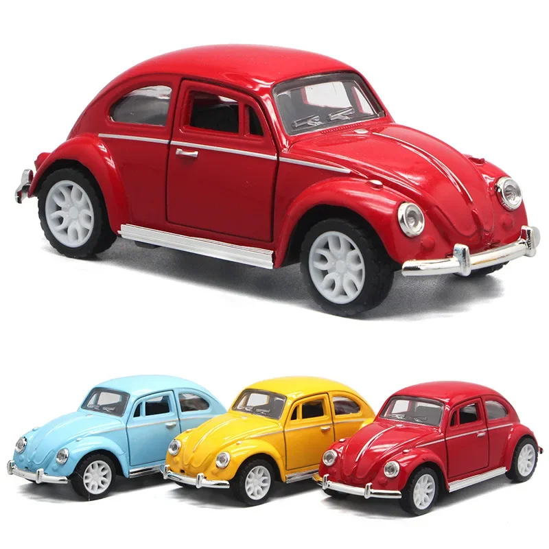 Proportional car model 1:36 classic Beetle vintage car alloy return door car model decorative ornament, a gift for children.