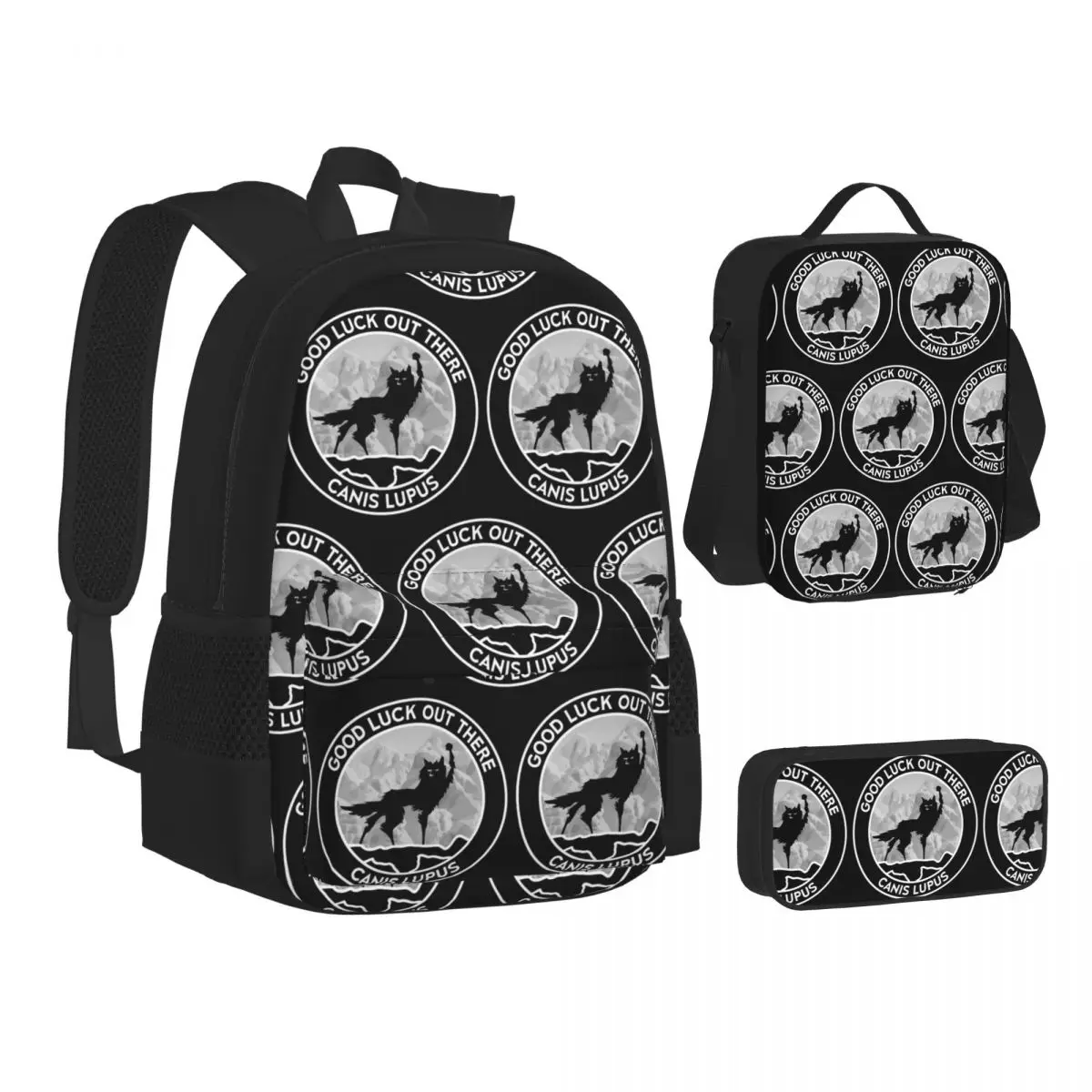 

Fantastic Mr Fox - Wolf - Canis Lupus - Fill Backpacks Boys Girls Bookbag School Bags Rucksack Lunch Bag Pen Bag Three-Piece Set