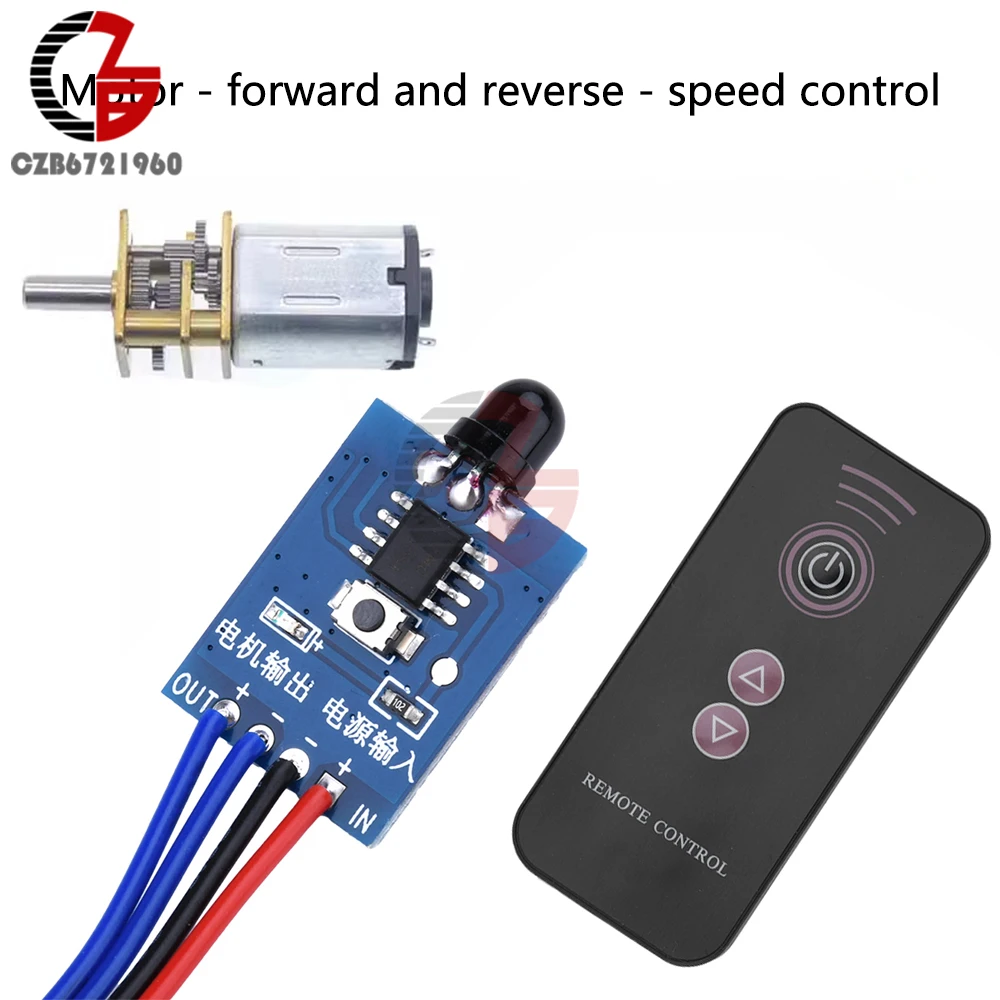 DC3-12V PWM Motor Speed Controller Miniature Wireless Remote Control Adjustable Speed Regulation Forward Reverse DC Motor Driver