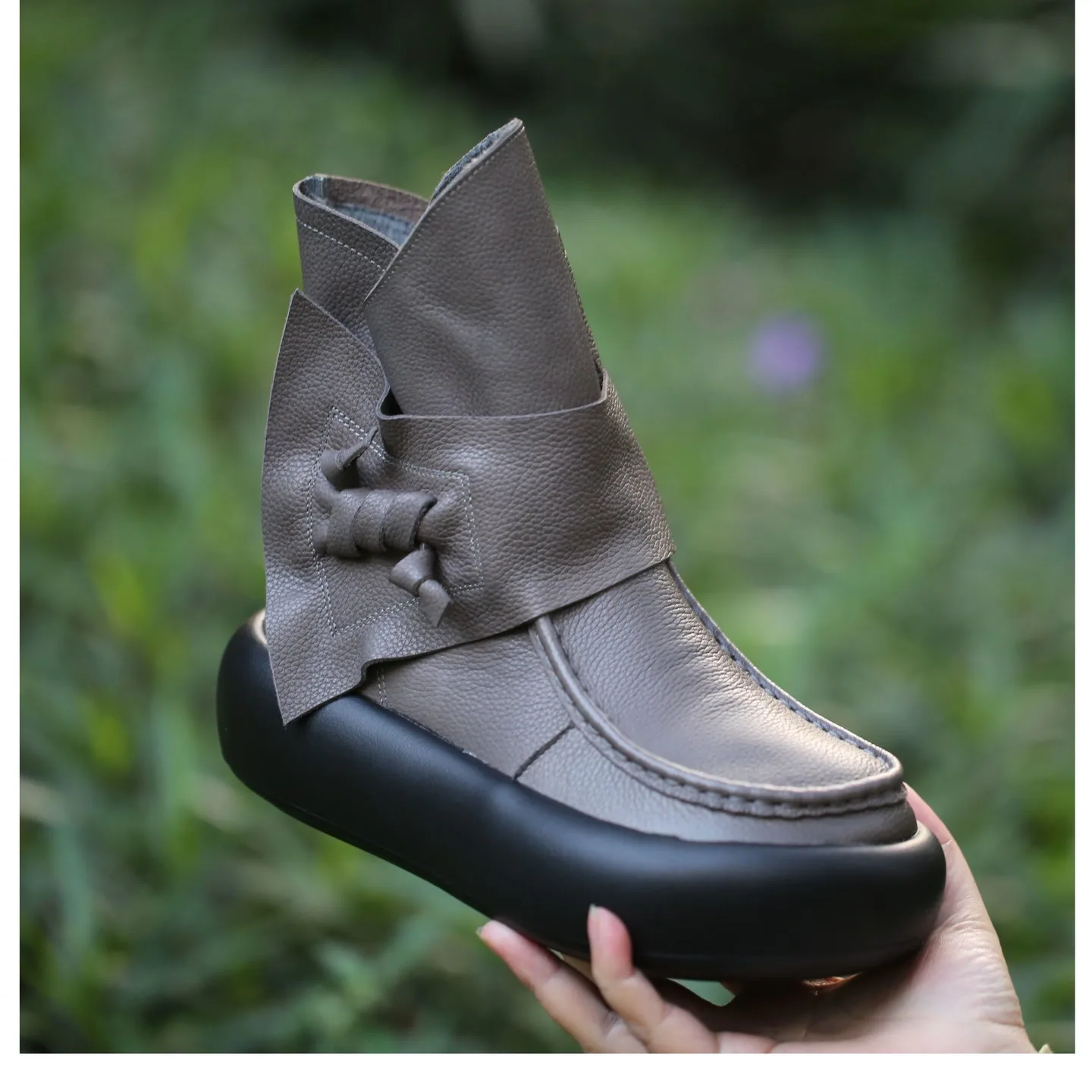 

Careaymade-натуральная кожа, теплые повседневные женские ботинки с большой головкой, оригинальные хлопковые сапоги ручной работы из воловьей кожи с верхним слоем