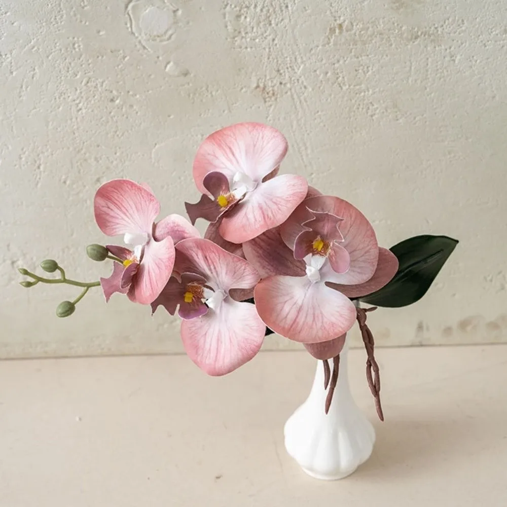 

Vivid Artificial Moth Orchids Cloth with Leaves Simulation Phalaenopsis Realistic Plants Fake Butterfly Orchid